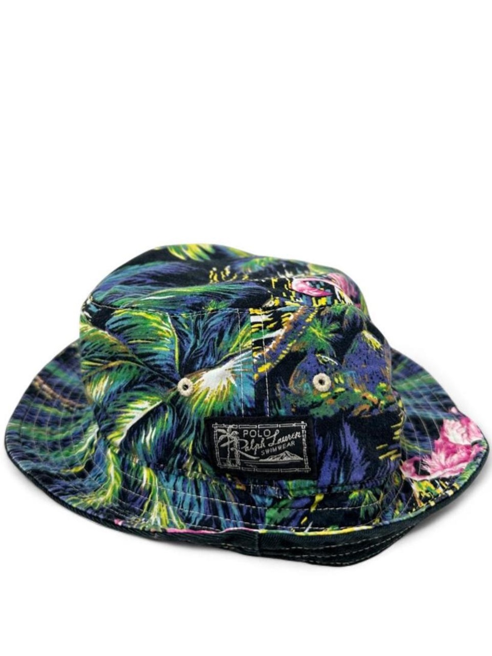 Polo Ralph Lauren Tropical Print Reversible Bucket Hat in Blue, Green and Yellow